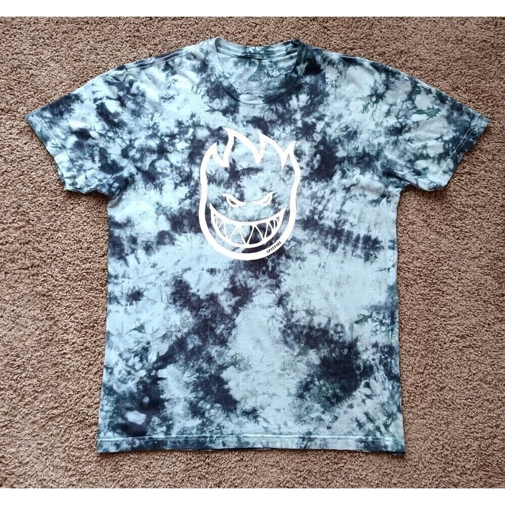 Spitfire Tie-Dye Short Sleeve Tee - Blue and White